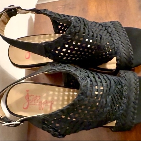 Jelly Pop Hestia stacked cork wedge slingback sandals, blk, 8.5, kindly used - Picture 9 of 9